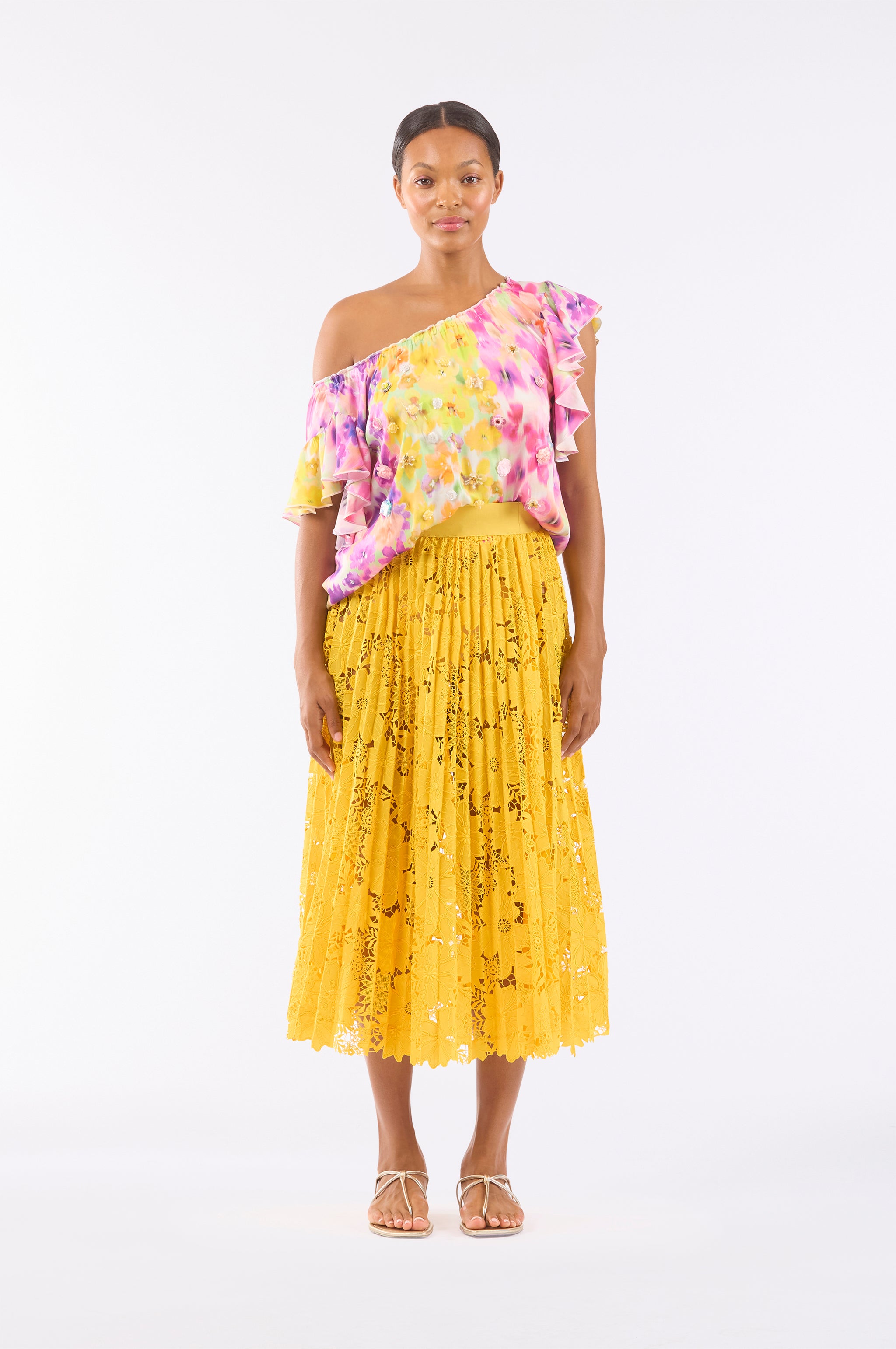 Sunflowers Pleated Skirt