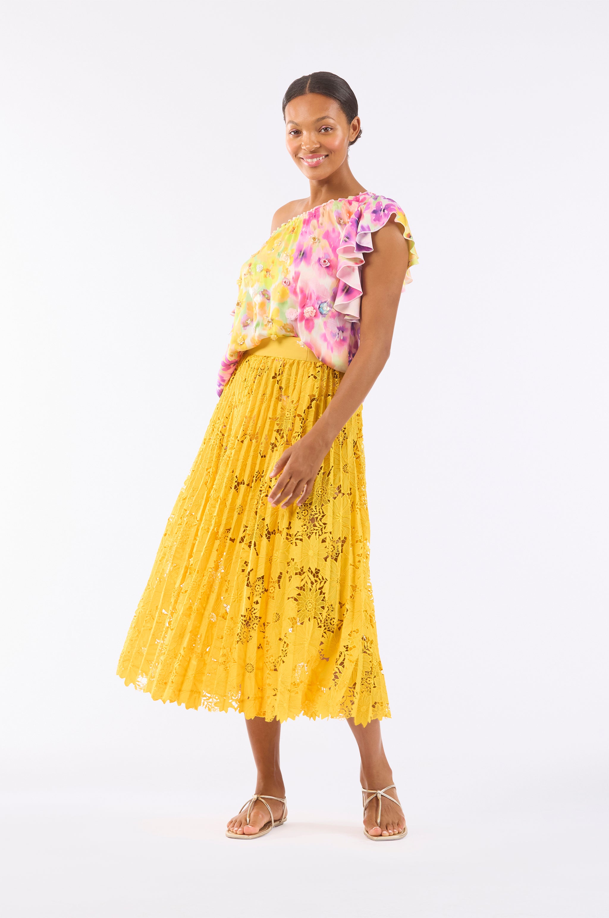 Sunflowers Pleated Skirt