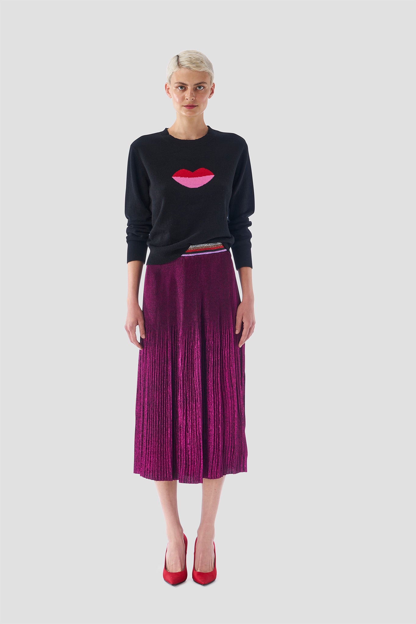 Foil Pleated Skirt