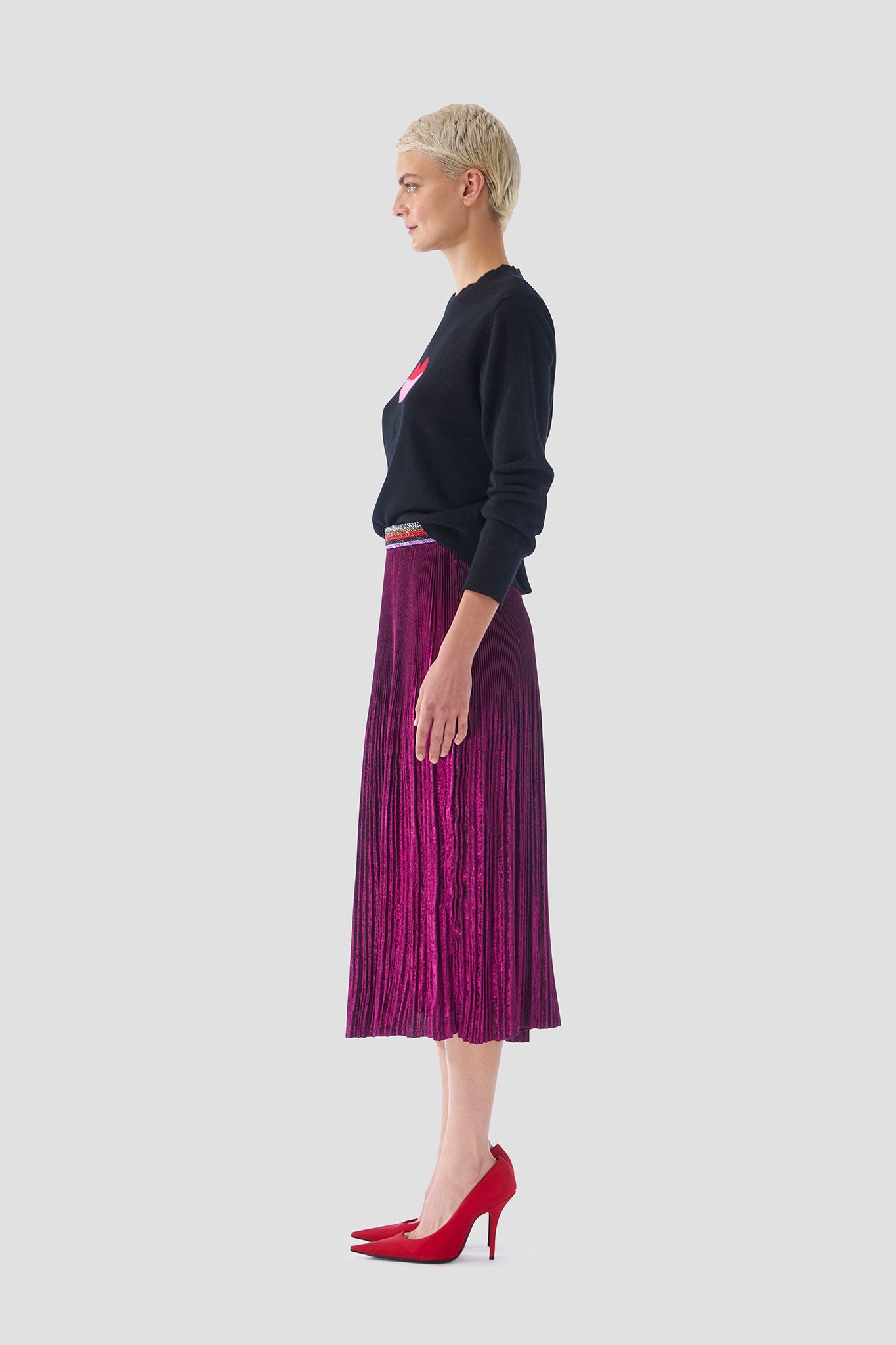 Foil Pleated Skirt