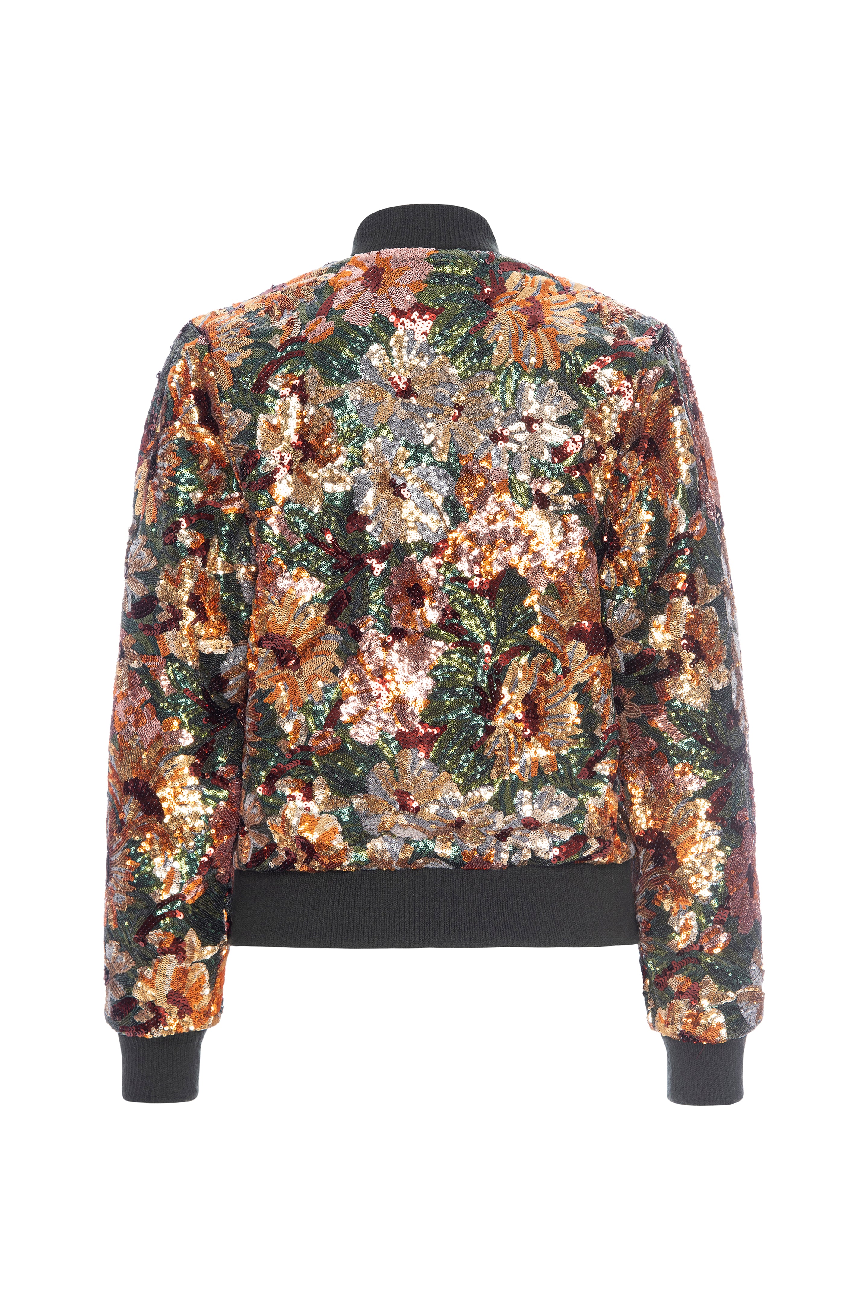 Le Superbe Fall Floral Sequin Bomber