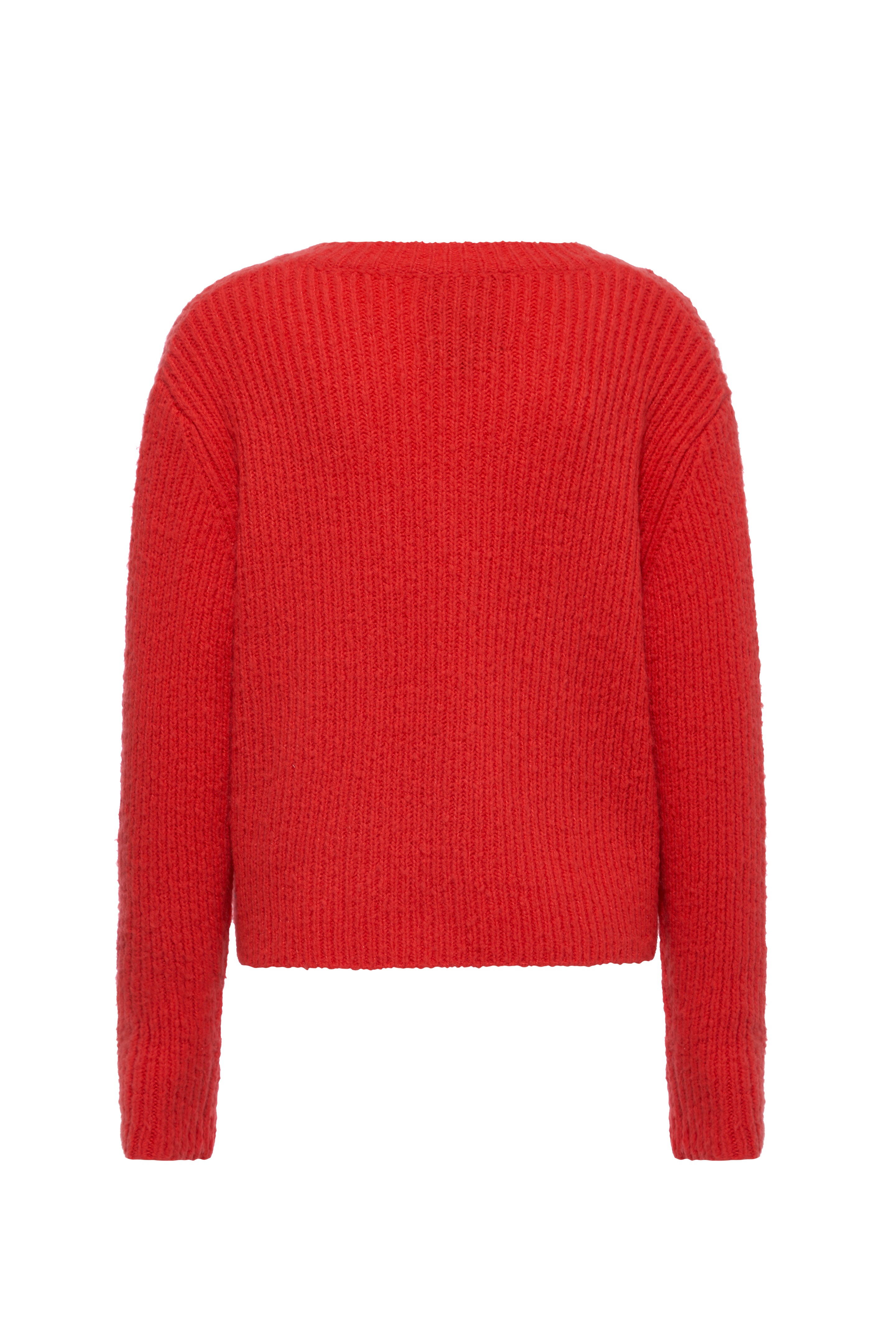 flat of back of red sweater