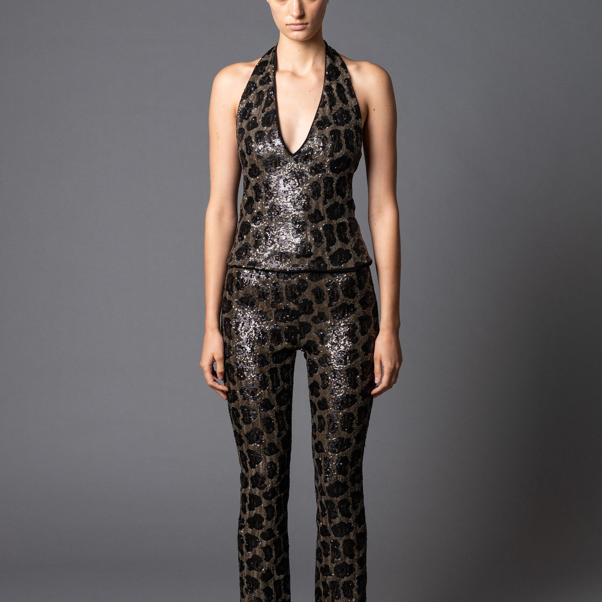 Le Superbe Leopard Print Multi Color Gray Casual Pants Size 10